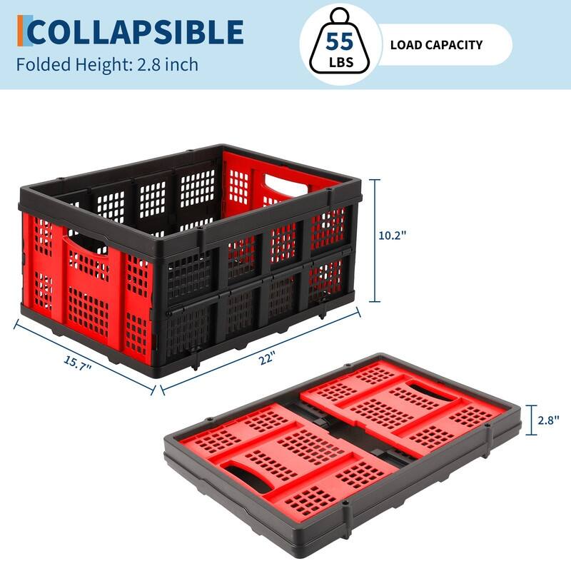 Foldable Storage Basket, Stackable Crate with Handle