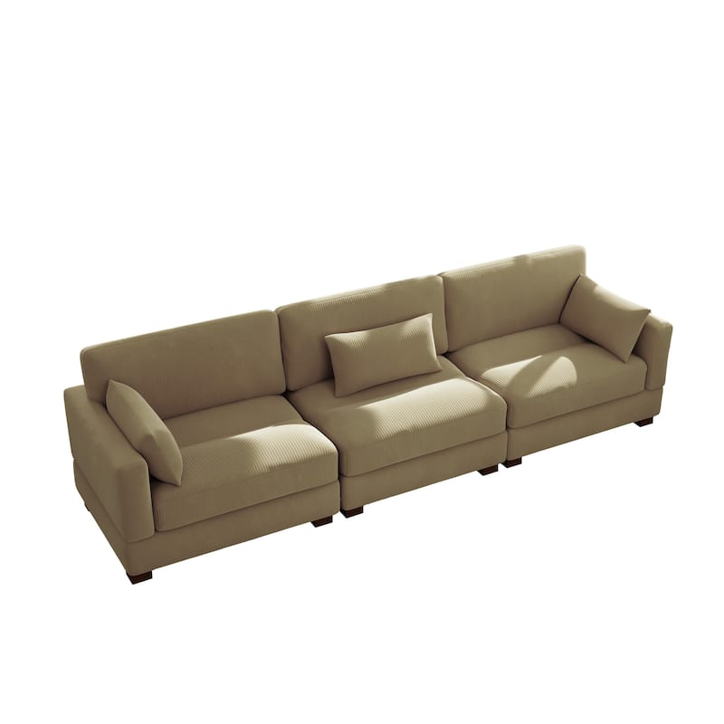 Modern 3-Piece Corduroy Sectional Sofa 3 Seater Sofa For Living Room