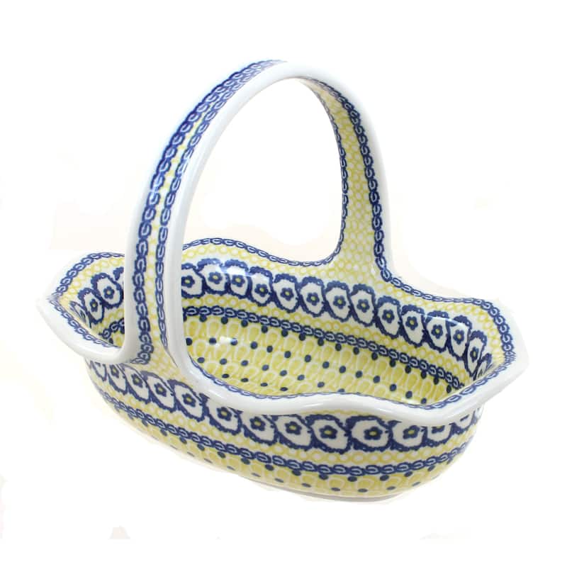 Blue Rose Polish Pottery 876 Ceramika Artystyczna Basket - Saffron