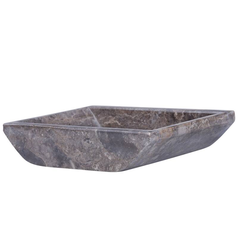 Creative Home Charcoal Marble 5-1/8" x 4-1/4" Boat Shaped Candle Holder Plate