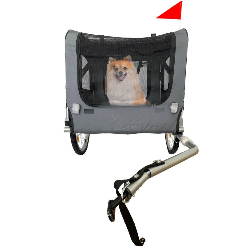 Durable Dog Bike Trailer with 20-Inch Wheels, Zippered Mesh Doors, and 88lb Capacity