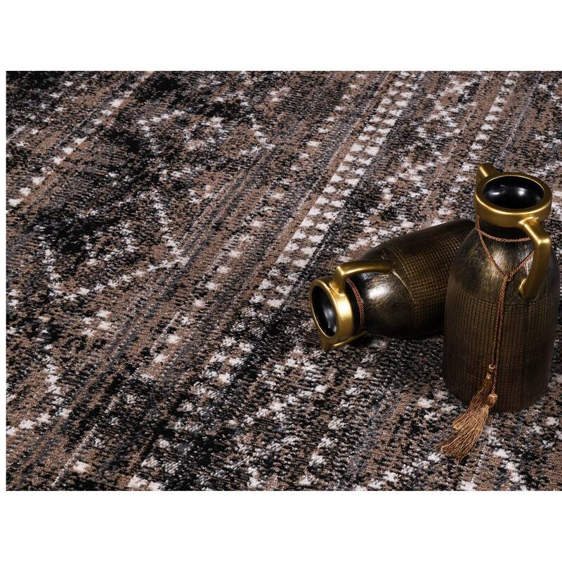 Desire Collection Abstract Brown/Black Area Rug
