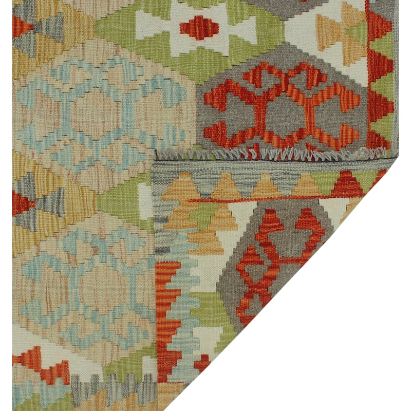 Hand-Woven Sangat Carolyn Ivory/Grey Rug - 6'4" x 9'2"