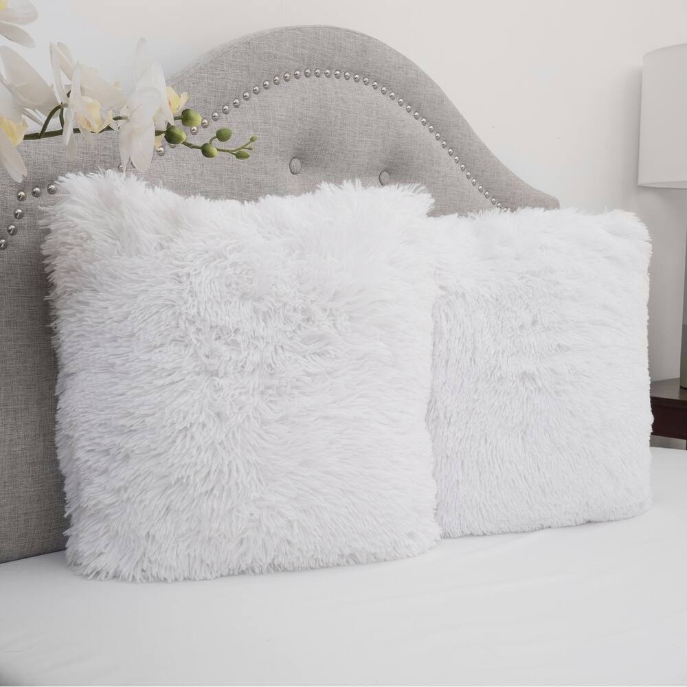 Sweet Home Collection Very Soft & Comfy Plush Long Faux Fur Throw Pillows 2 Pack 18" x 18"