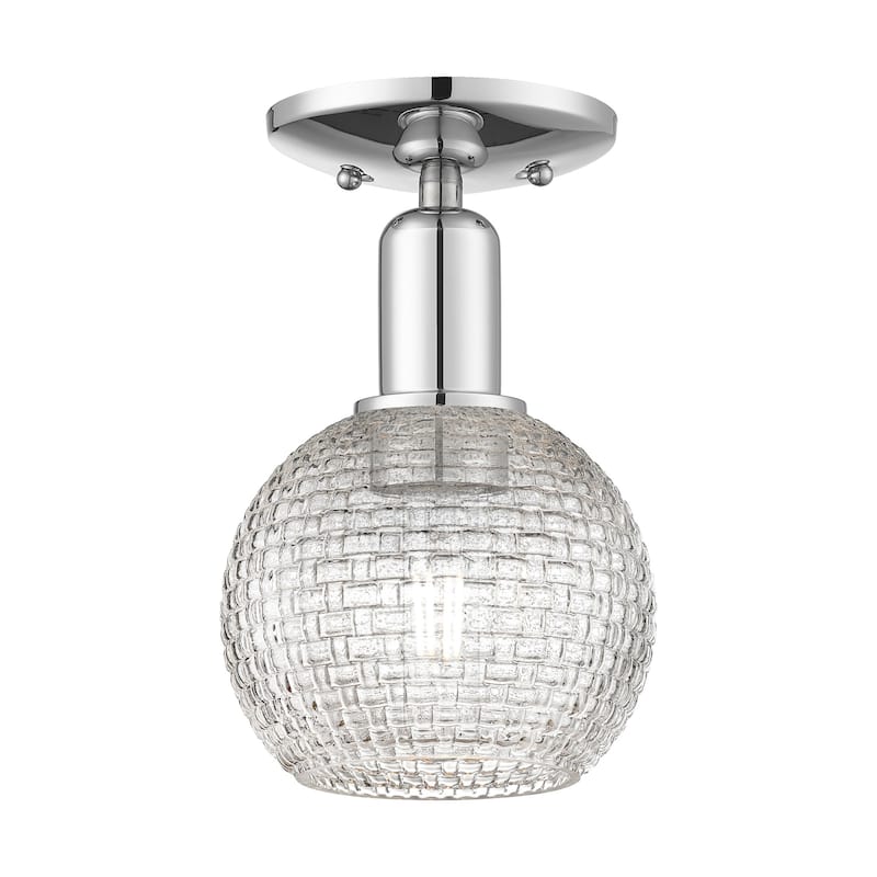 Innovations Lighting 716-1C-10-6 Athens Semi-Flush Athens 6" Wide - Polished Chrome / Clear Basketweave