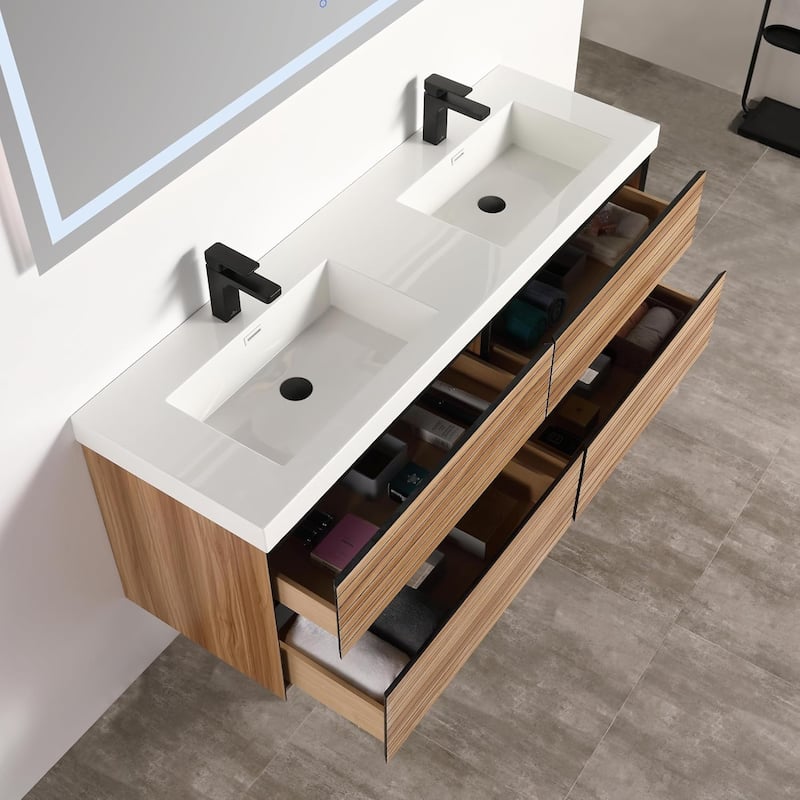 Blossom Annecy 60-Inch Floating Bathroom Vanity with Acrylic Sink