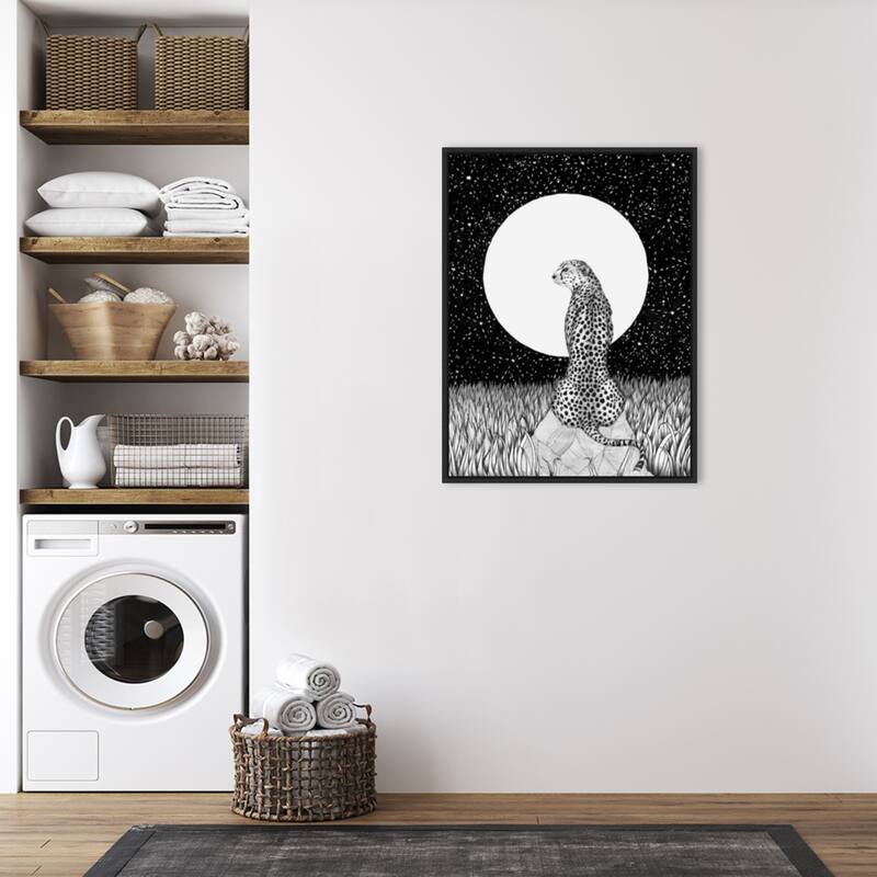 Cheetah Moon Large by Ec Mazur Framed Canvas Wall Art