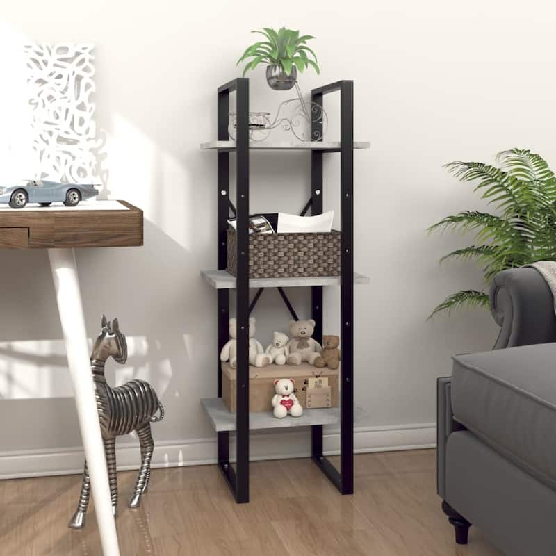 vidaXL 3-Tier Book Cabinet Concrete Gray 15.7"x11.8"x41.3" Engineered Wood - 15.7" x 11.8" x 41.3"