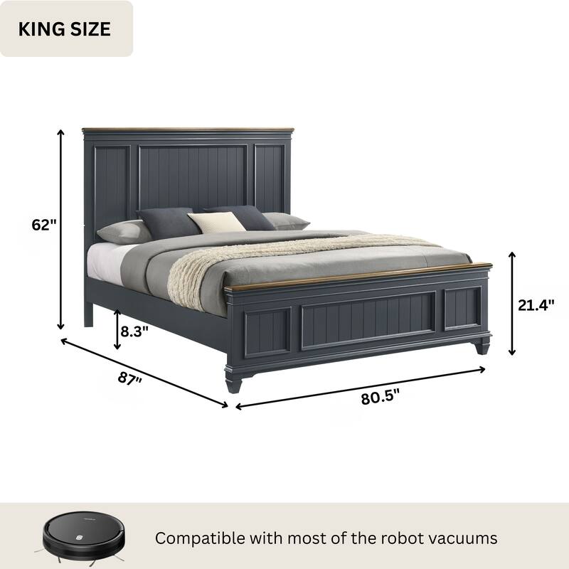 Roundhill Furniture Clelane Wood Bedroom Set with Bed, Dresser, Mirror, and Nightstand