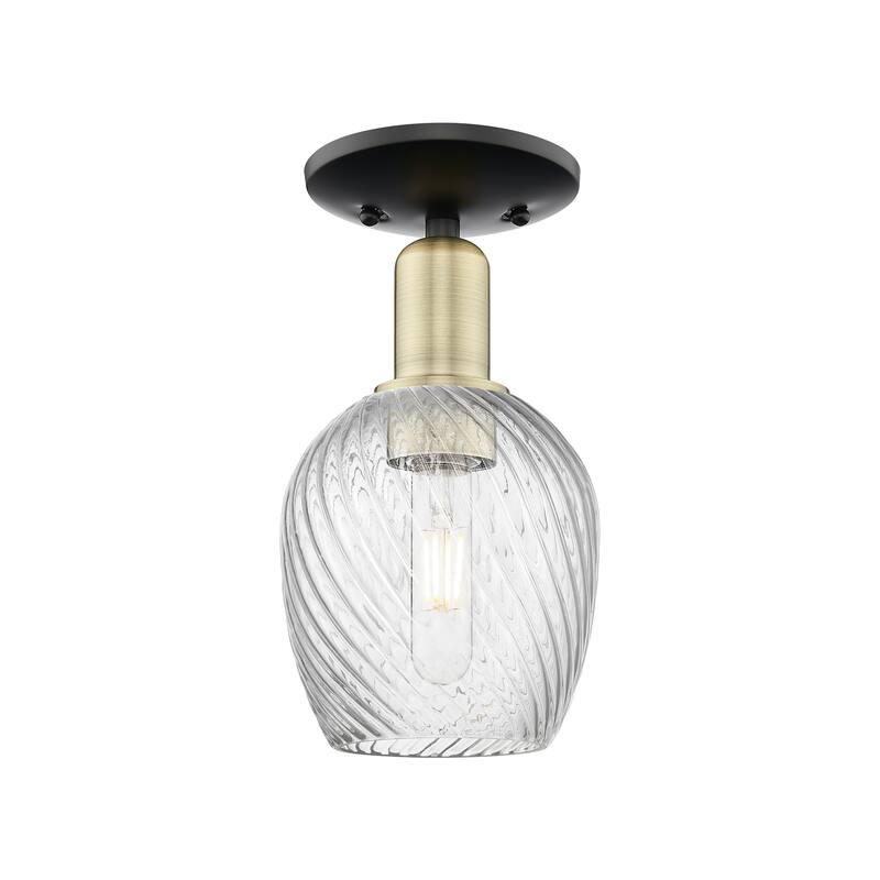 Innovations Lighting 716-1C-11-6 Salina Semi-Flush Salina 6" Wide - Black Antique Brass / Clear Spiral Fluted