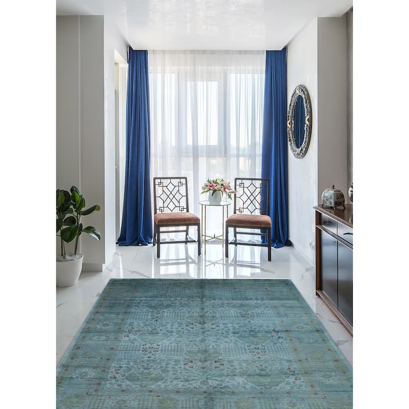 ECARPETGALLERY Hand-knotted Vibrance Light Denim Blue Wool Rug - 9'0 x 11'8