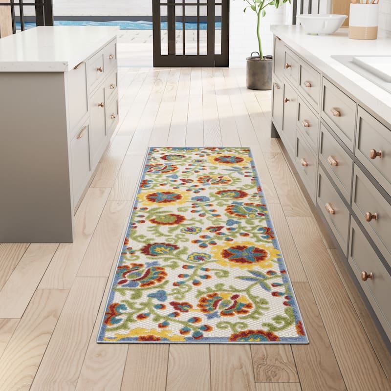 Nourison Alice Indoor/Outdoor Floral Area Rug - 2'3" x 12' - Ivory/Multicolor