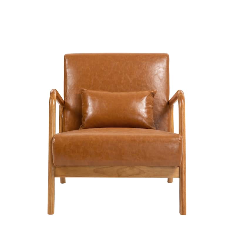 Mid Century Solid Wood Upholstered Accent Chair