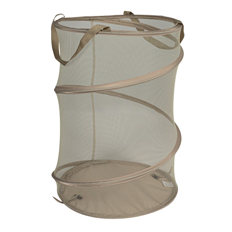 Household Essentials Pop-Up Mesh Laundry Hamper - 16.1"L x 16.1"W x 25.0"H - Tan