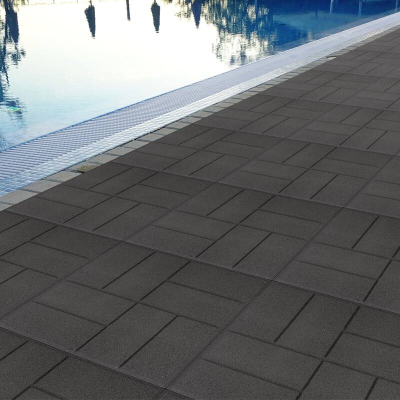 Pure Garden Rubber Deck Tiles 8-Pack - 28SQFT Outdoor Flooring Pavers