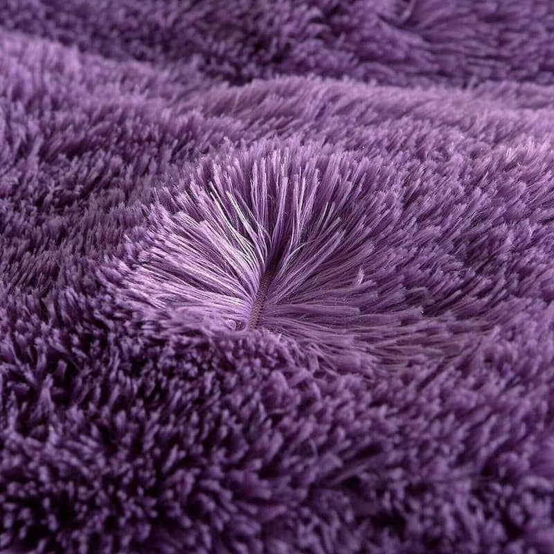 Twin Faux Fur Velvet Fluffy Bedding Duvet Cover Set Purple - Bed Bath ...