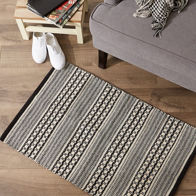 DII Stone Dobby Stripe Hand-Loomed Rug 2ft 6inx6 Ft - 36.0 In. L X 24.0 In. W X 0.2 In. H