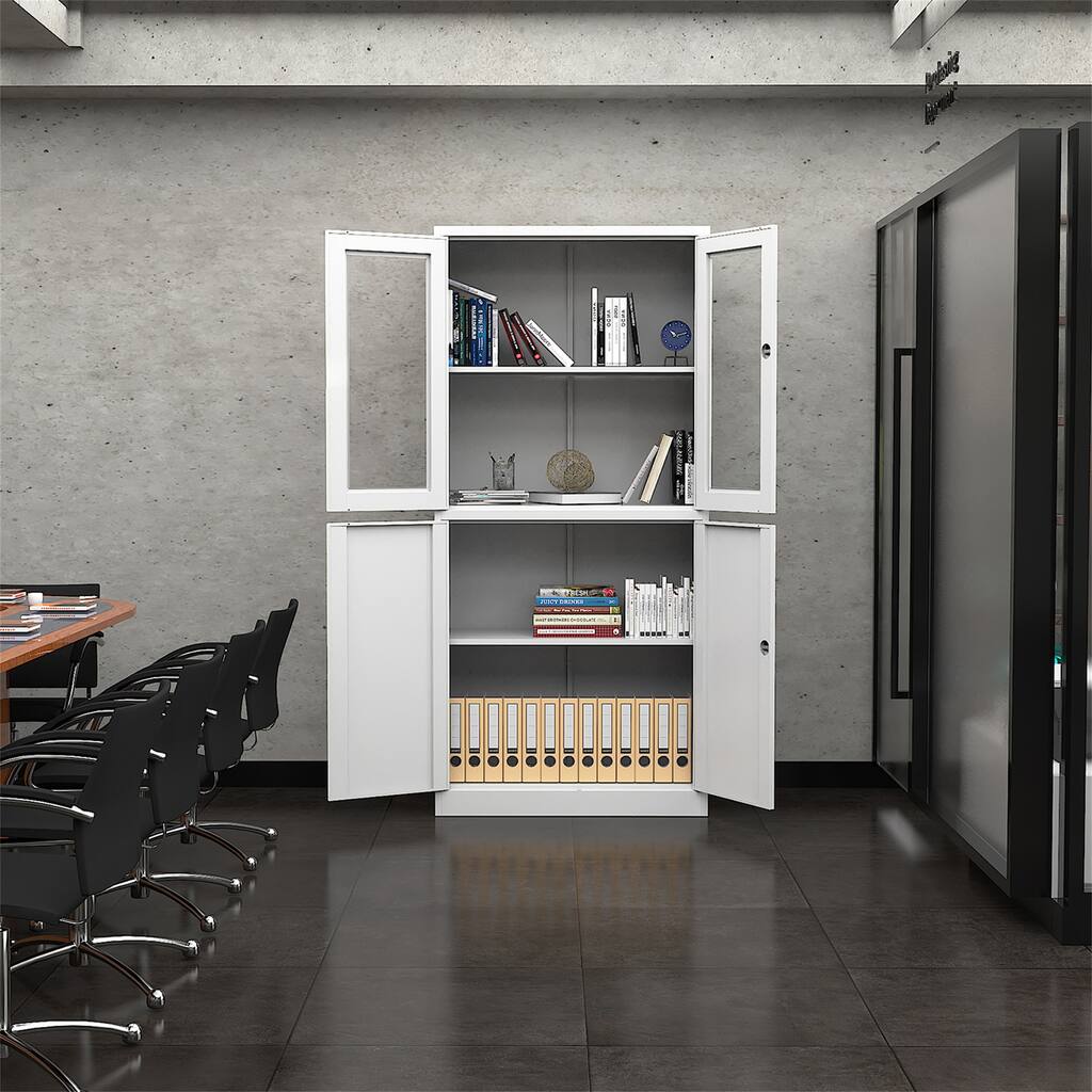 Office Steel Storage Cabinet with Glass Door Locker for Home Office