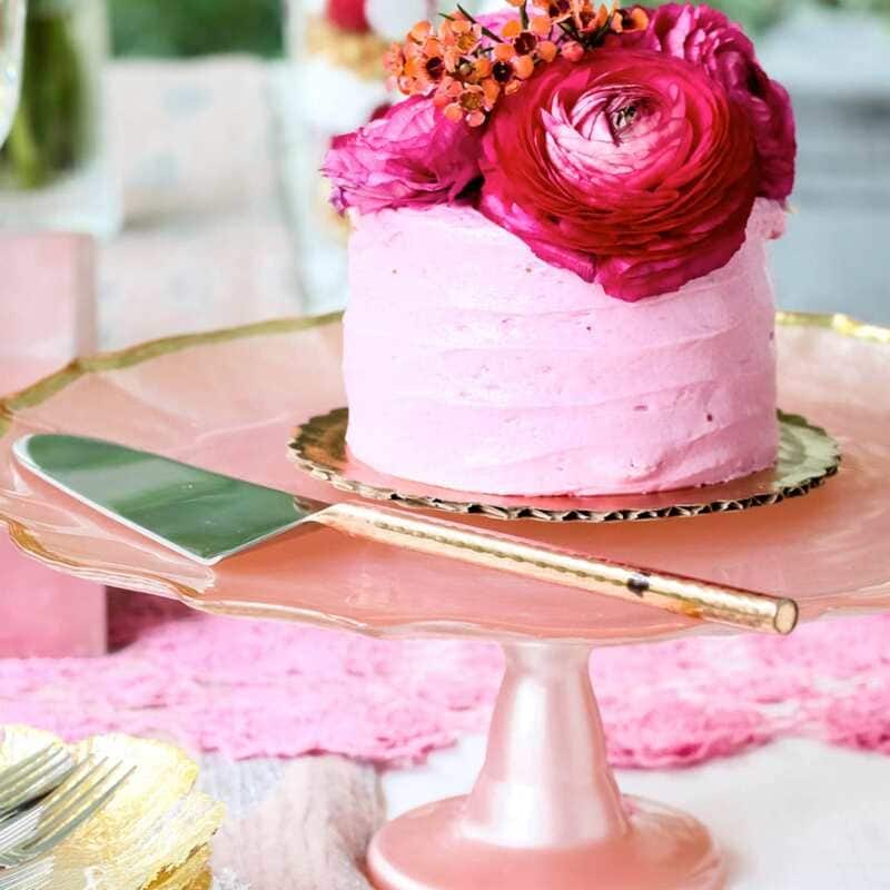viva by VIETRI Baroque Glass Pink Cake Stand
