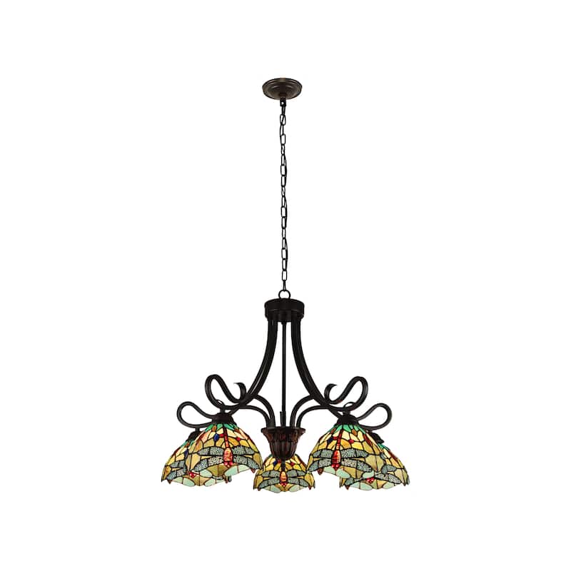 Tiffany-Style Dragonfly Design 5-light Dark Bronze Chandelier