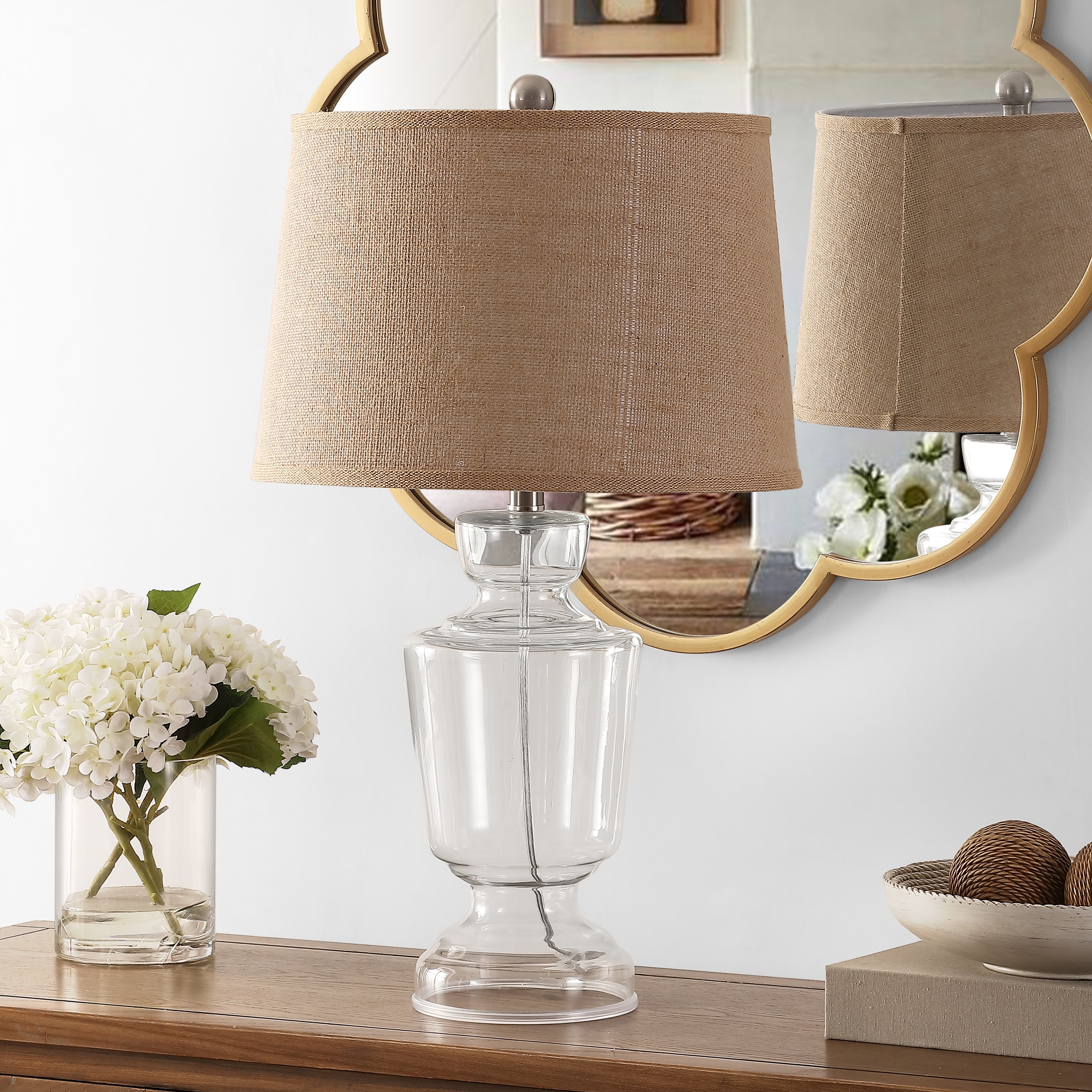 SAFAVIEH Lighting Emiliyana 24-inch Glass Table Lamp (Set of 2) - 14" x 14" x 24" - 14Wx14Dx24H