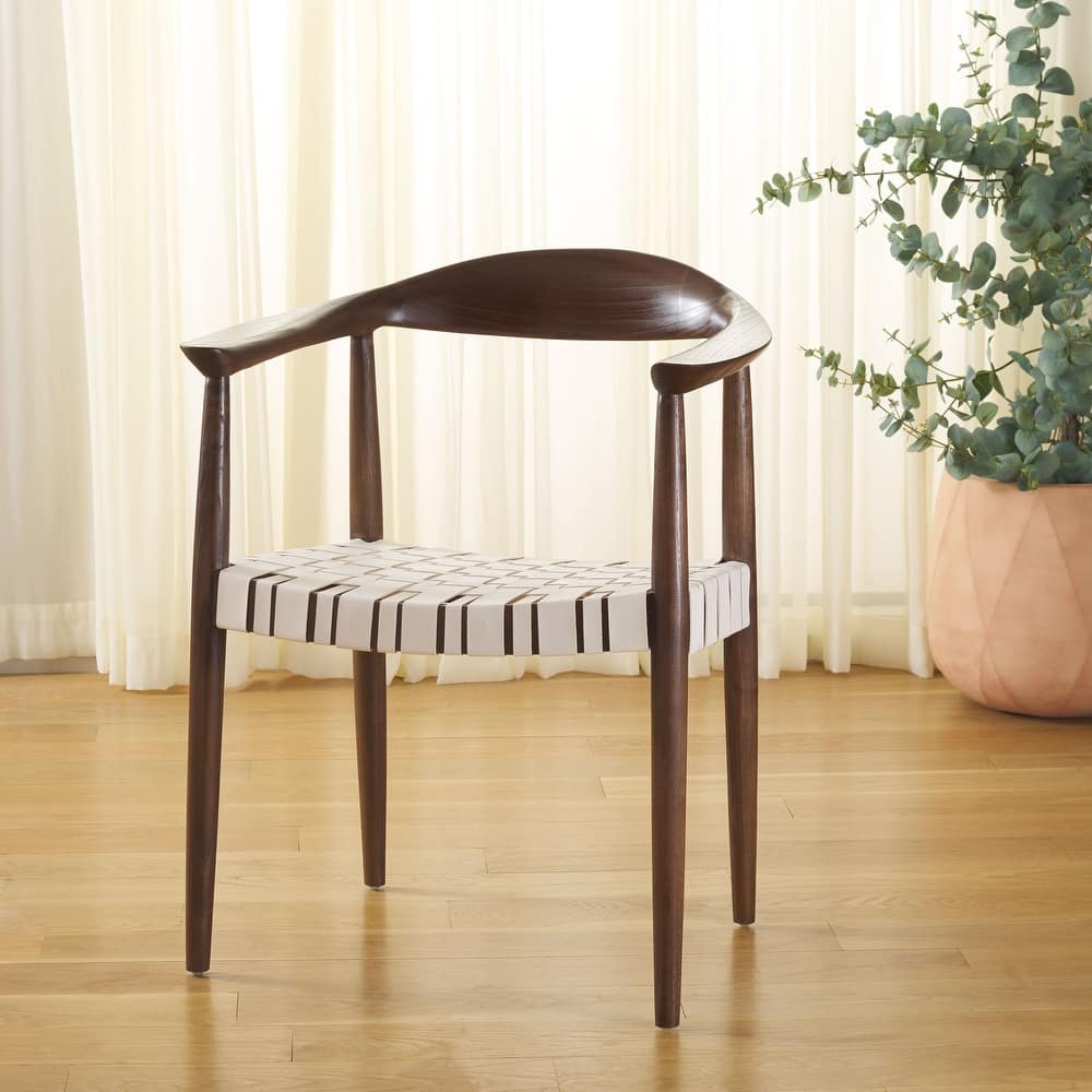 SAFAVIEH Baden Woven Solid Wood Arm Chair (Fully Assembled) - 25"W x 22"D x 31"H
