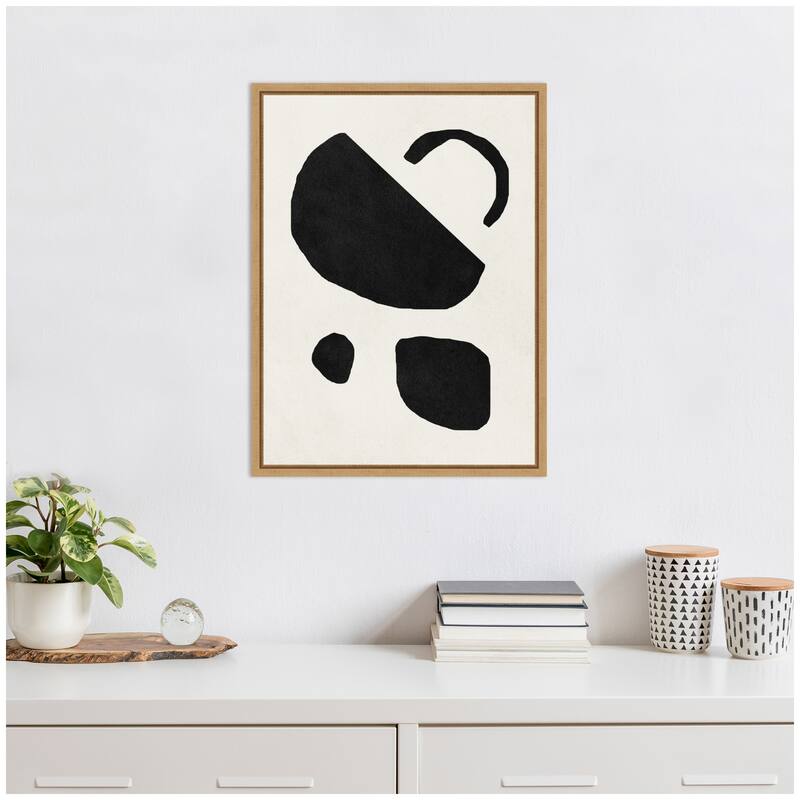 Kate and Laurel Sylvie Black Geometric Abstract 2 Framed Canvas by July Art Prints