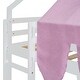 preview thumbnail 16 of 18, Pink Wooden House-shaped Loft Bed Kids Bed with Tent,Full size