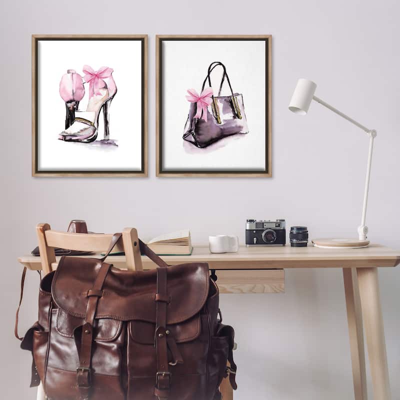 Stupell Luxury Shoes & Handbag Framed Floater Canvas Wall Art Design By Stella Chang (Set of 2)