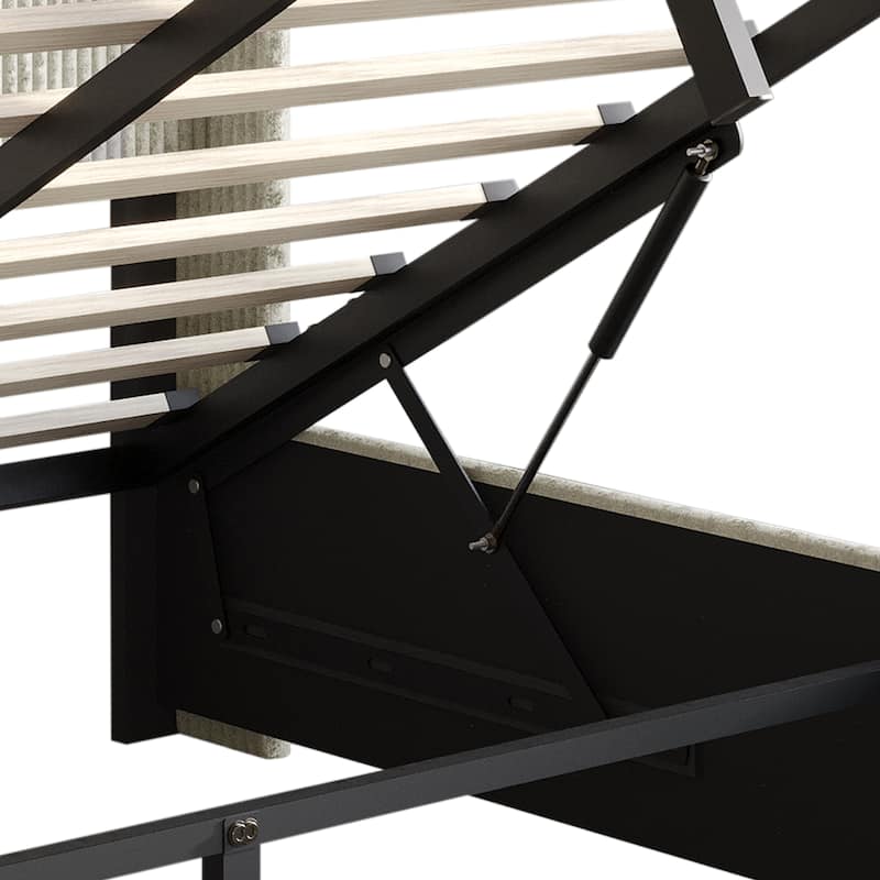 CraftPorch Luxury Wingback Platform Lift Up Storage Bed