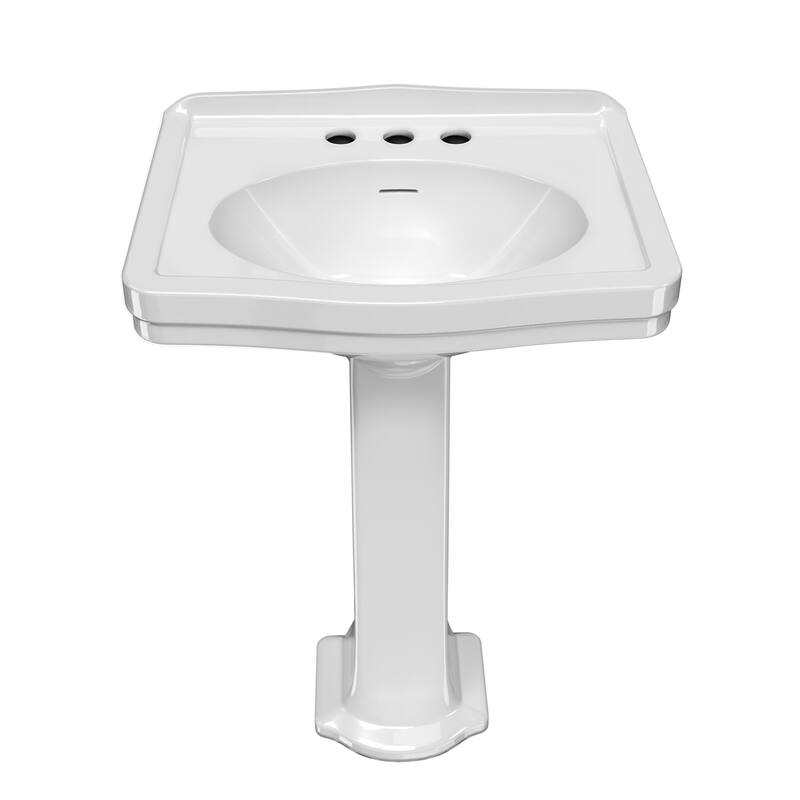 23" Traditional Pedestal Sink with an Integrated Oval Bowl, Low-Rise Backsplash & Overflow