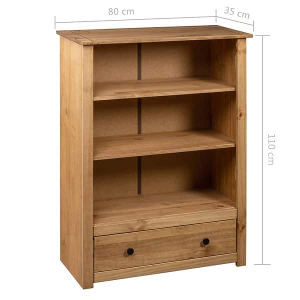 dimension image slide 1 of 2, vidaXL Bookshelf Bookcase Decor Shelving Unit Solid Wood Pine Panama Range - 31.5" x 13.8" x 43.3"