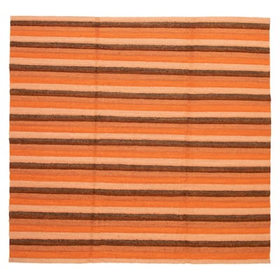 ECARPETGALLERY Flat-Weave Natural Orange Wool Tapestry Kilim - 9'10 x 9'5