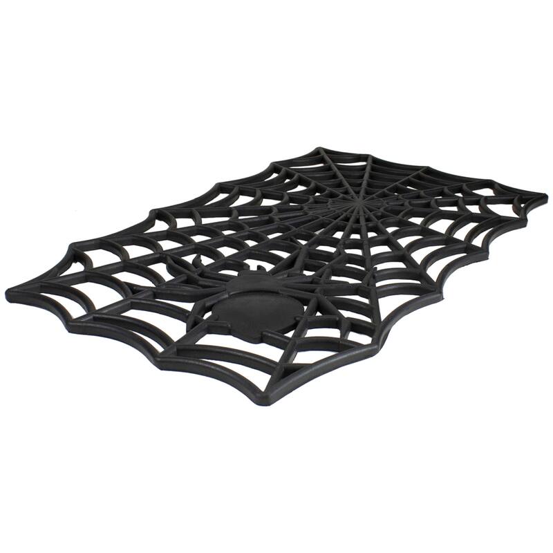 Spider Web Rectangular Halloween Doormat - Black - 18" x 30"