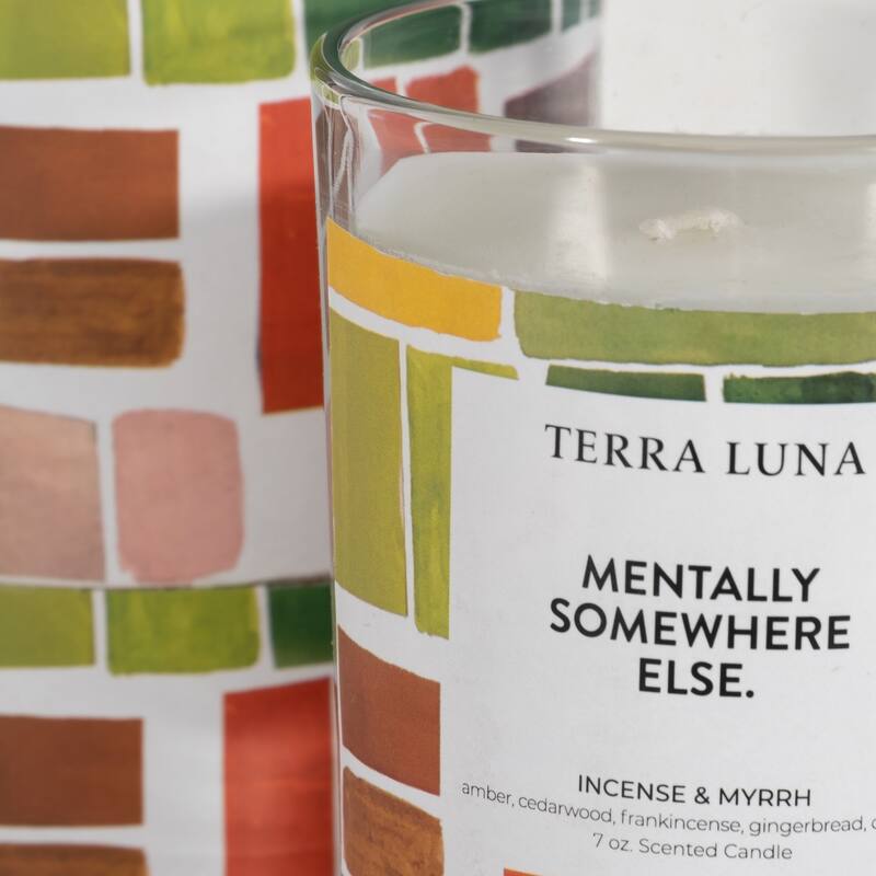 4" Boxed Candle with Funny Quote Mentally Somewhere Else 7oz Glass Multi-Colored Decorative Incense & Myrrh Scented