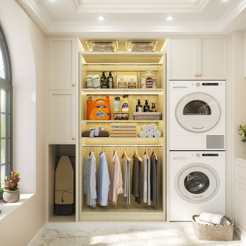 Cimly 36'' Freestanding Closet System with 2 Hanging Rods, Closet Organizer with 2 Adjustable Shelves