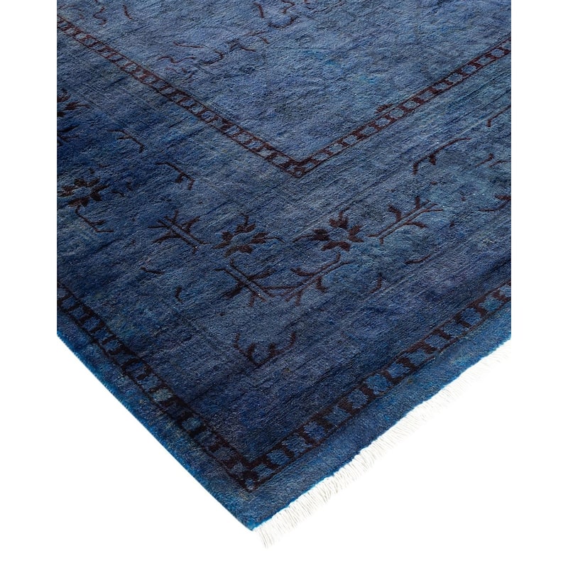 Overton Hand Knotted Wool Vintage Inspired Modern Contemporary Overdyed Purple Area Rug - 5' 2" x 7' 8"