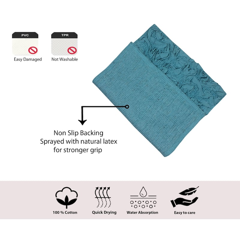 Bell Flower Bathroom Rug, Cotton Soft, Water Absorbent Bath Rug, Non Slip Shower Rug Machine Washable 24"x40" Rectangle