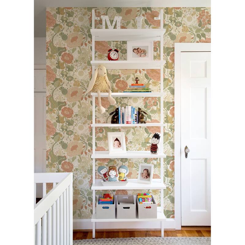 A-Street Prints Vaxa Green Rabbits and Rosehips Wallpaper