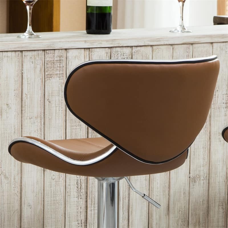 Upholstery Adjustable Swivel Barstool w/ Chrome Base (Set of 2)