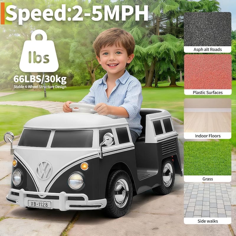 6V Electric Ride on Car, Licensed Volkswagen Ride on Bus for Kids, Pink