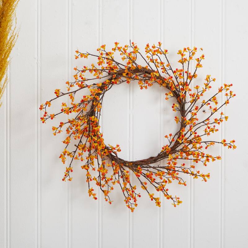 Sweet Bitter Fall Harvest Artificial Wreath, 24-Inch, Unlit