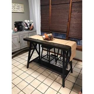 Furniture of America Mern Rustic Oak Solid Wood Counter Table
