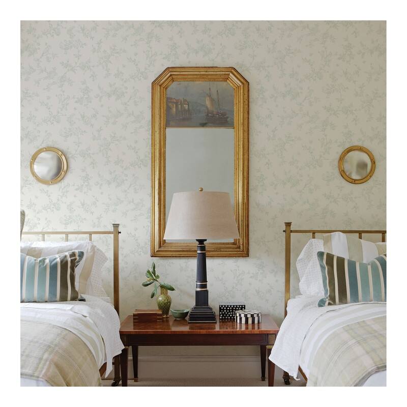 Chesapeake French Nightingale Sage Floral Scroll Wallpaper - 20.5 x 396 x 0.025