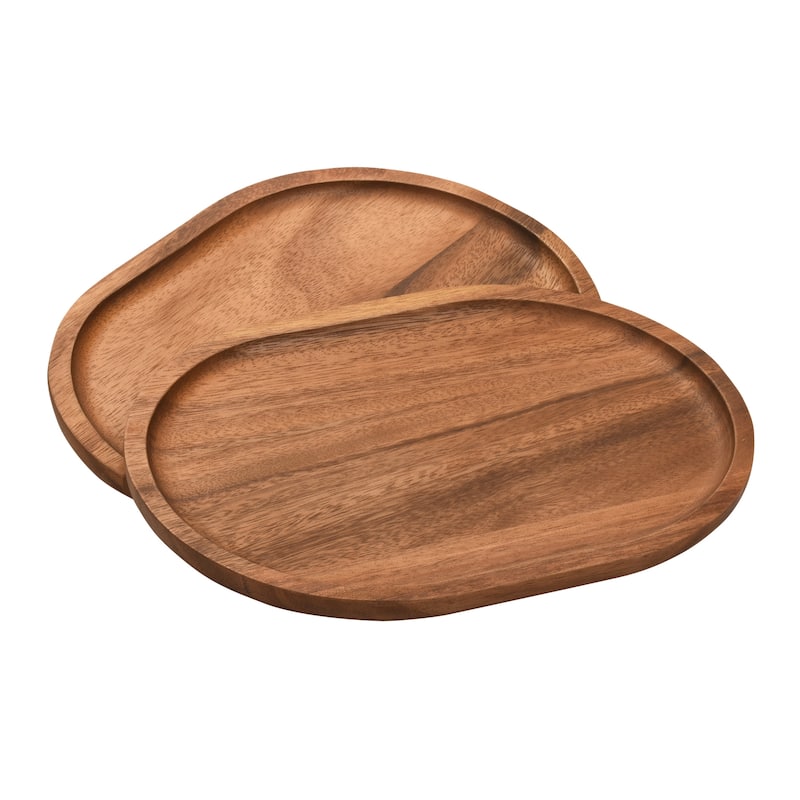 Oval Plates - Large - Set of 2 - 8" x 11" - Brown - 2 Piece - 8" x 11"