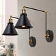 preview thumbnail 2 of 21, Carbon Loft Modern Black Gold Swing Arm Lights Wall Sconces for Bedroom Set of 2