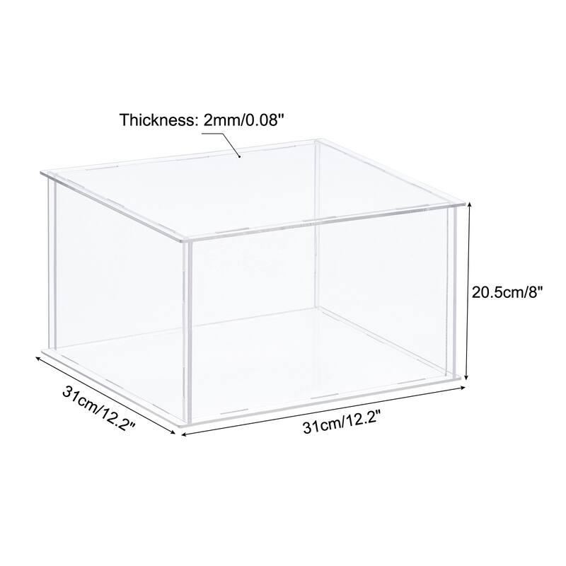 Acrylic Display Case Plastic Box Cube Storage Box Dustproof Showcase - 12.2x12.2x8 Inch