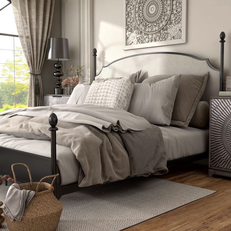 The Gray Barn Epona Modern Curved Metal Four Poster Bed