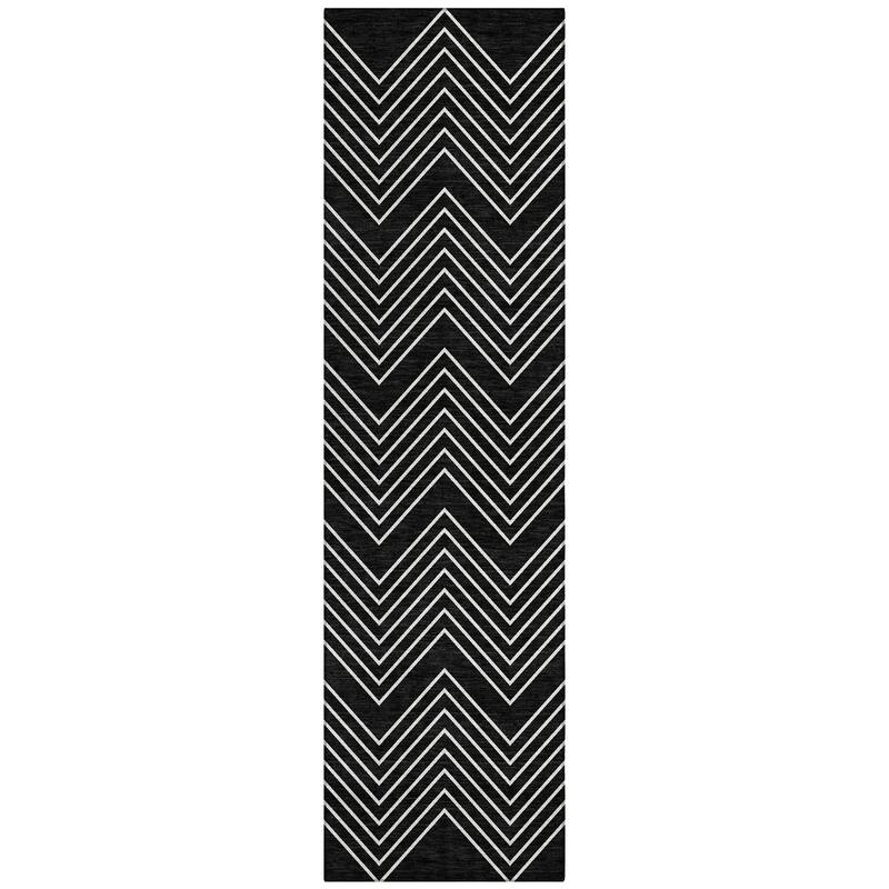 Machine Washable Indoor/ Outdoor Modern Chevron Chantille Rug