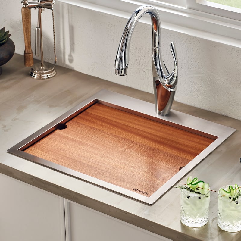 Ruvati 21 x 20 x 12 inch Drop-in Topmount Laundry Utility Workstation Sink 16 Gauge Stainless Steel - 21 x 20 - 21 x 20